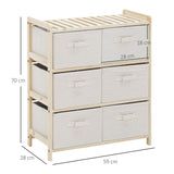 easycomfort easycomfort cassettiera con 6 cassetti in tessuto pieghevoli ed estraibili 59x28x70cm legnobeige