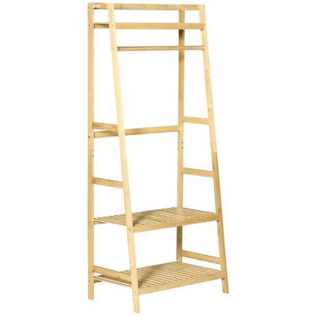 easycomfort easycomfort appendiabiti in legno di bambu da terra con ripiani 70x42x164cm colore legno