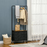 easycomfort easycomfort appendiabiti da terra con mobile da 6 cassetti in tessuto e ripiano aperto 63 5x40x172 5 cm nero e marrone