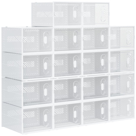 easycomfort easycomfort mobile scarpiera modulare salvaspazio 18 cubi 28x36x21 cm in plastica pp bianco