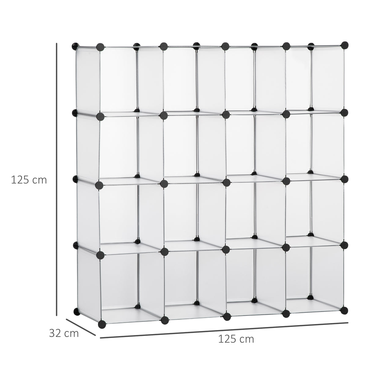easycomfort easycomfort mobile scarpiera modulare salvaspazio 16 cubi 30x30x30 cm in acciaio e pp 125x32x125 cm trasparente