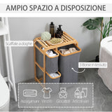 easycomfort easycomfort cesto portabiancheria con 3 scomparti estraibili in tessuto e bambu 50x32x69 7cm