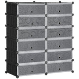 easycomfort easycomfort mobile scarpiera modulare salvaspazio 12 cubi 45x35x16 cm in acciaio e pp nero e bianco