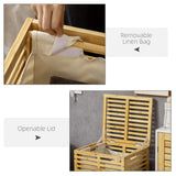 easycomfort easycomfort cesto portabiancheria in bambu con coperchio e sacca in poliestere removibile e lavabile 44x37x62 5 cm color legno