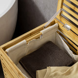 easycomfort easycomfort cesto portabiancheria in bambu con coperchio e sacca in poliestere removibile e lavabile 44x37x62 5 cm color legno
