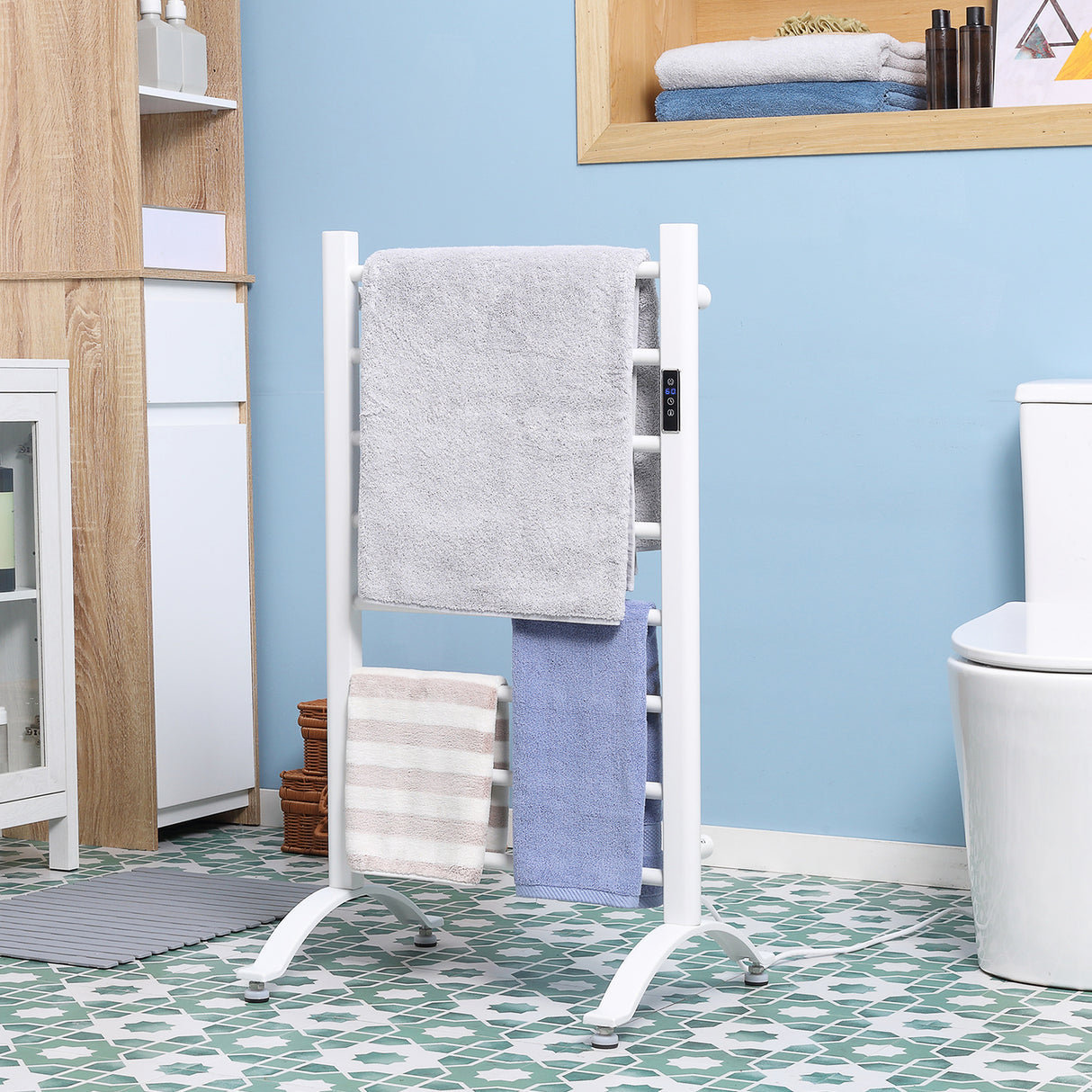 easycomfort easycomfort scaldasalviette elettrico a 8 barre con timer e controllo temperatura 50x45x80 cm bianco