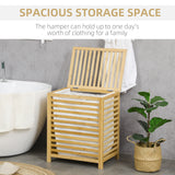 easycomfort easycomfort cesto portabiancheria a doghe in bambu e tessuto con coperchio e sacca rimovibile 50x36x60 cm