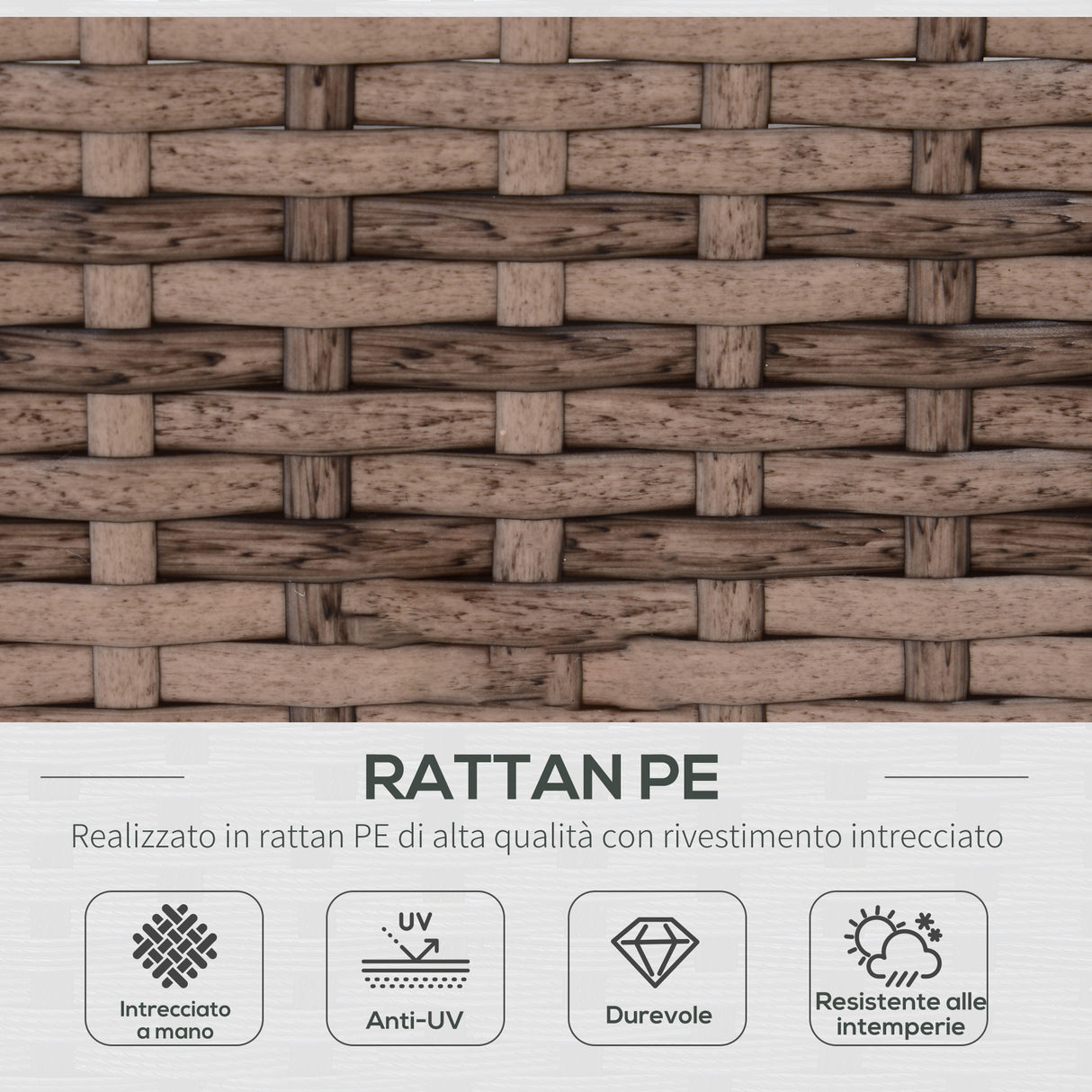 easycomfort salotto da giardino in rattan da 7 pezzi con tavolino e divano modulabile con cuscini grigio