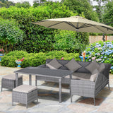 easycomfort easycomfort set 5 pezzi salotto da esterno con 2 divani 1 tavolino 2 sgabelli mobili da giardino in rattan grigio