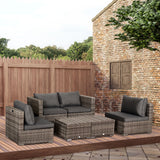easycomfort easycomfort salotto da esterno in rattan pe da 8 pezzi set mobili da giardino salvaspazio con poltrone tavolini e sgabelli grigio