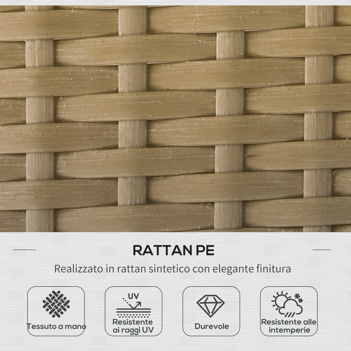 easycomfort easycomfort set da giardino in rattan stile boho chic con divano angolare e e tavolino beige e caffe
