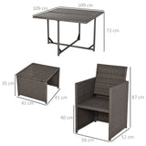 easycomfort set mobili da giardino esterno 9 pezzi tavolo con 4 sedie 4 poggiapiedi in rattan grigio