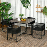 easycomfort easycomfort set da giardino 5 pezzi in rattan pe e acciaio 4 sedie da esterno con cuscini e tavolo rettangolare