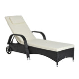 easycomfort easycomfort lettino sdraio reclinabile in pe rattan con materassino imbottito e ruote nero