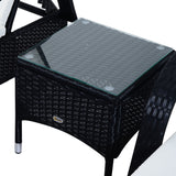 easycomfort easycomfort set mobili da giardino 2 sedie a sdraio e tavolino 3pz lettino prendisole rotelle reclinabile rattan nero