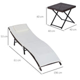 easycomfort easycomfort set 2 sdraio lettino e tavolino in pe rattan con cuscini rimovibili marrone crema