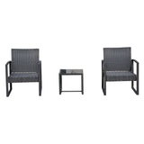 easycomfort easycomfort set mobili in rattan da esterno tavolino con 2 sedie con cuscini nero