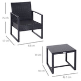 easycomfort easycomfort set mobili in rattan da esterno tavolino con 2 sedie con cuscini nero