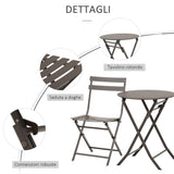 easycomfort easycomfort tavolino con sedie pieghevoli in acciaio marrone per balcone terrazzo giardino