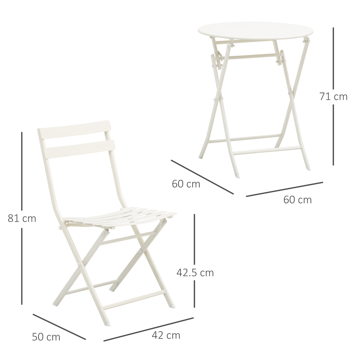 easycomfort easycomfort tavolino con sedie pieghevoli in acciaio bianco per balcone terrazzo giardino