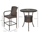 easycomfort easycomfort set 5 pezzi tavolino e 4 sedie alte in rattan sintetico e acciaio