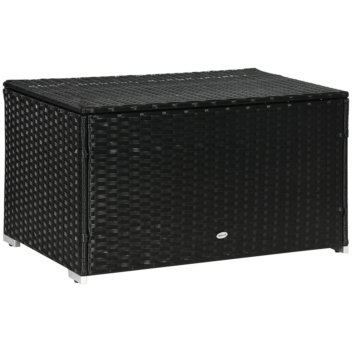 easycomfort baule da giardino in rattan e acciaio con coperchio 95x60x53cm nero
