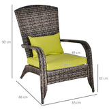 easycomfort poltrona da giardino in pe rattan con braccioli e cuscini imbottiti grigia e verde