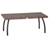 easycomfort easycomfort tavolino in rattan sintetico da esterno giardino terrazzo impermeabile marrone 90x50x35cm
