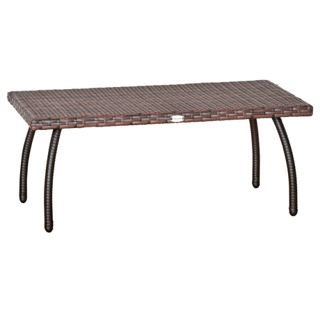easycomfort easycomfort tavolino in rattan sintetico da esterno giardino terrazzo impermeabile marrone 90x50x35cm