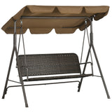 easycomfort dondolo da giardino 3 posti con tettuccio regolabile in rattan pe e acciaio 167x112x153cm