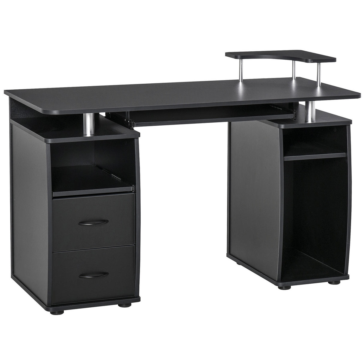easycomfort easycomfort scrivania per computer moderna porta pc scrivania da ufficio in legno con cassetti mensola estraibile e porta tastiera 120x55x85cm nero