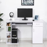 easycomfort easycomfort scrivania per pc ergonomica con mensole armadietto cassetto e piano tastiera estraibile bianca 120x60x74cm ean 8054111849340