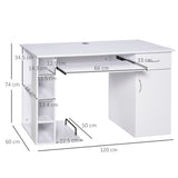 easycomfort easycomfort scrivania per pc ergonomica con mensole armadietto cassetto e piano tastiera estraibile bianca 120x60x74cm ean 8054111849340