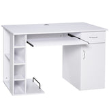 easycomfort easycomfort scrivania per pc ergonomica con mensole armadietto cassetto e piano tastiera estraibile bianca 120x60x74cm ean 8054111849340
