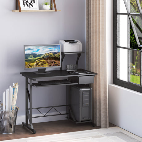 easycomfort easycomfort scrivania per computer salvaspazio in acciaio e legno con cassetto ripiano tastiera estraibile ean 8054111844086