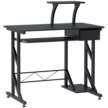 easycomfort easycomfort scrivania per computer salvaspazio in acciaio e legno con cassetto ripiano tastiera estraibile ean 8054111844086