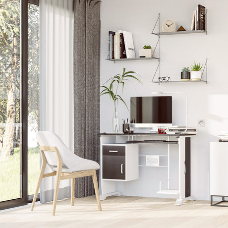easycomfort easycomfort scrivania porta pc da ufficio con cassetti in legno 100x52x75cm colore noce ean 8054144131955