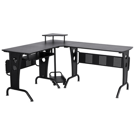 easycomfort easycomfort scrivania gaming per casa o ufficio angolare e salvaspazio con ripiano tastiera estraibile 165x145x86 5cm nera ean 8054111848558
