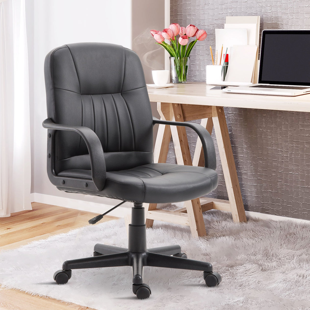 easycomfort easycomfort sedia da ufficio ergonomica e girevole poltrona da ufficio con altezza regolabile in similpelle 606090 99cm nero ean 8055776910000