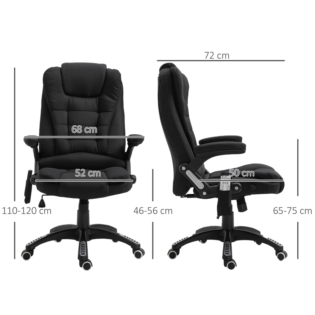 easycomfort easycomfort poltrona massaggiante da ufficio e casa con altezza regolabile e 6 punti di massaggio 67x74x107 116 cm nera