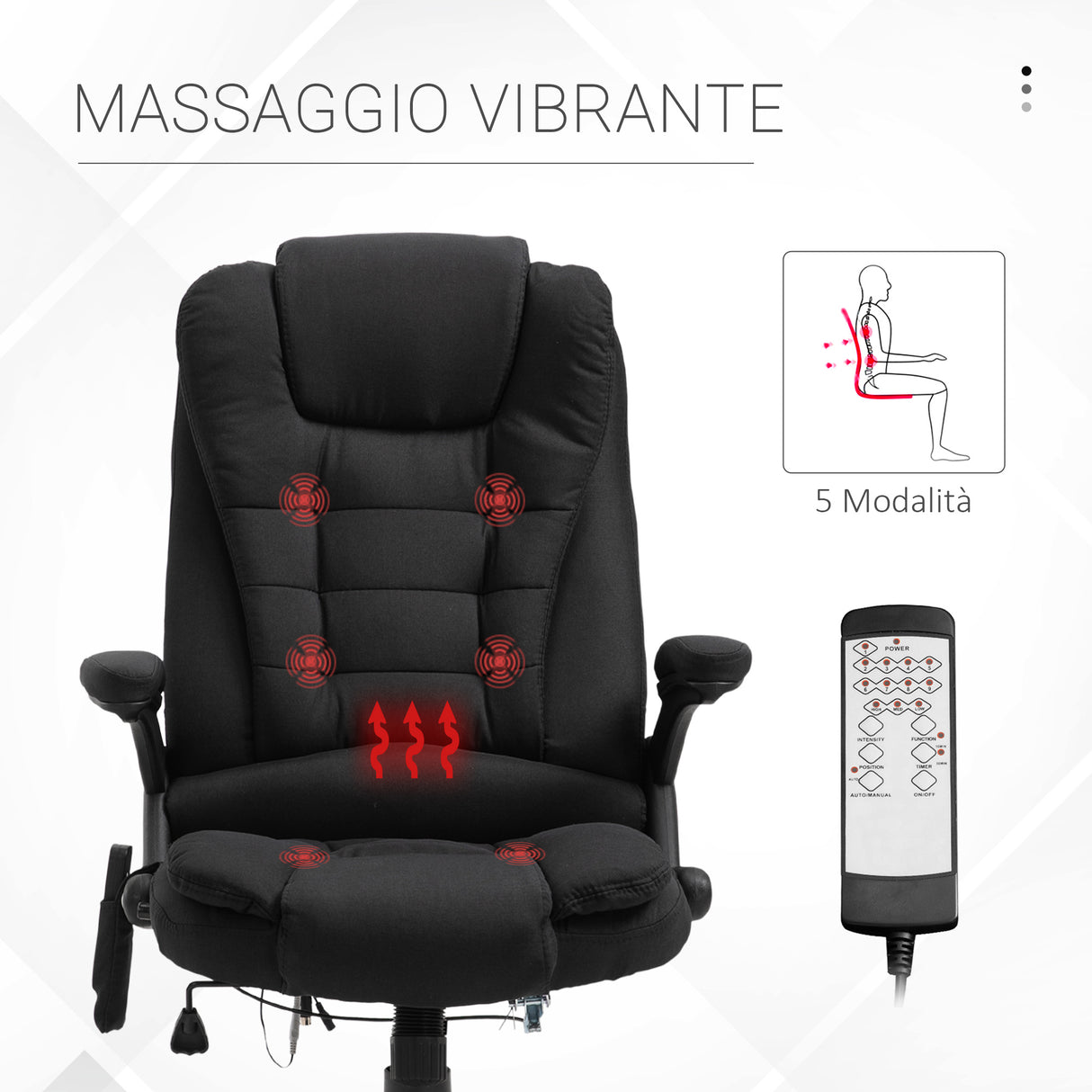 easycomfort easycomfort poltrona massaggiante da ufficio e casa con altezza regolabile e 6 punti di massaggio 67x74x107 116 cm nera