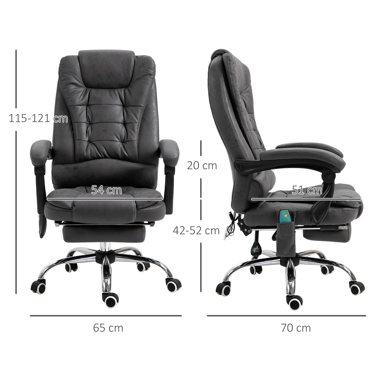 easycomfort easycomfort poltrona da ufficio massaggiante e reclinabile con riscaldamento e altezza regolabile grigio