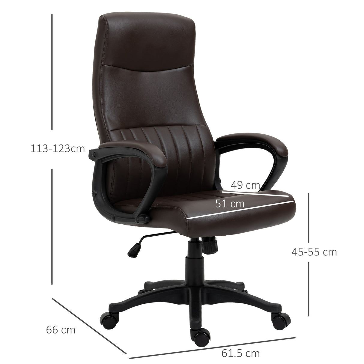 easycomfort easycomfort sedia da ufficio ergonomica sedia girevole con schienale alto e dondolo altezza regolabile e ruote 61 5x66x113 123cm marrone