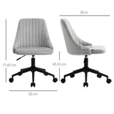 easycomfort easycomfort sedia da ufficio in velluto grigio con altezza regolabile sedia ergonomica girevole a 360 e ruote 50x58x77 87cm