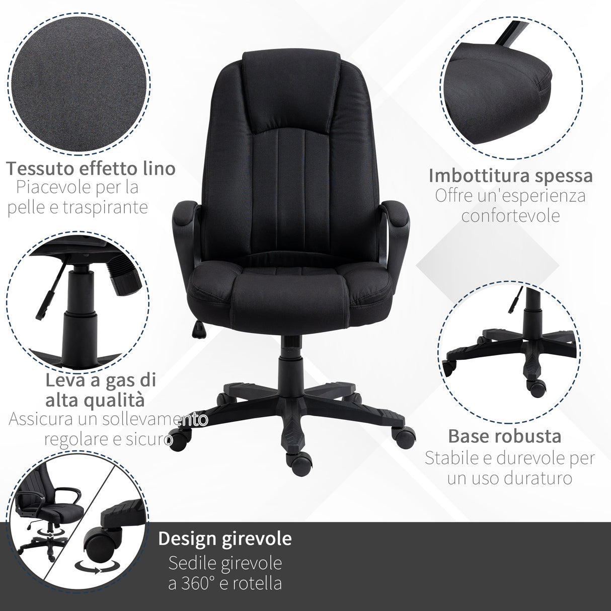 easycomfort easycomfort poltrona da ufficio massaggiante ad altezza regolabile 60x74x106 116cm nera