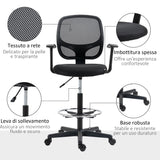 easycomfort easycomfort sedia da ufficio ad altezza regolabile con braccioli rotelle e seduta imbottita 60x56x110 132 cm nera