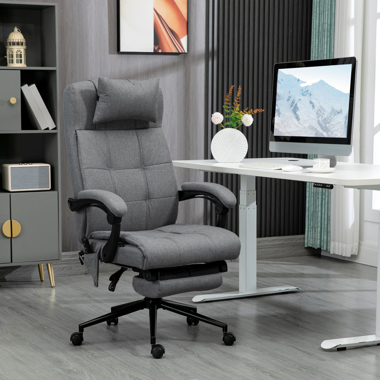 easycomfort easycomfort sedia da ufficio reclinabile e riscaldante con 6 punti massaggio e 5 modalita grigio