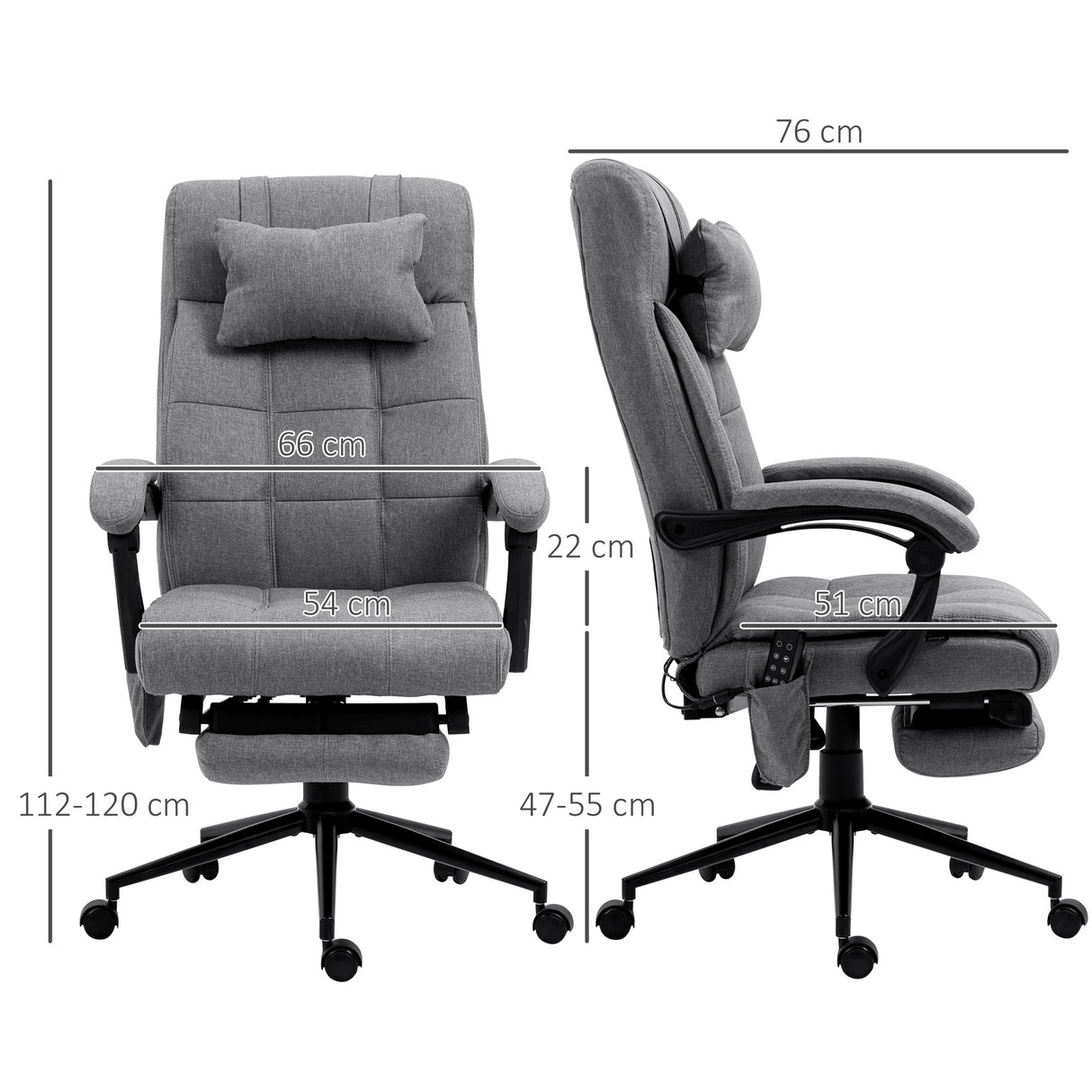 easycomfort easycomfort sedia da ufficio reclinabile e riscaldante con 6 punti massaggio e 5 modalita grigio