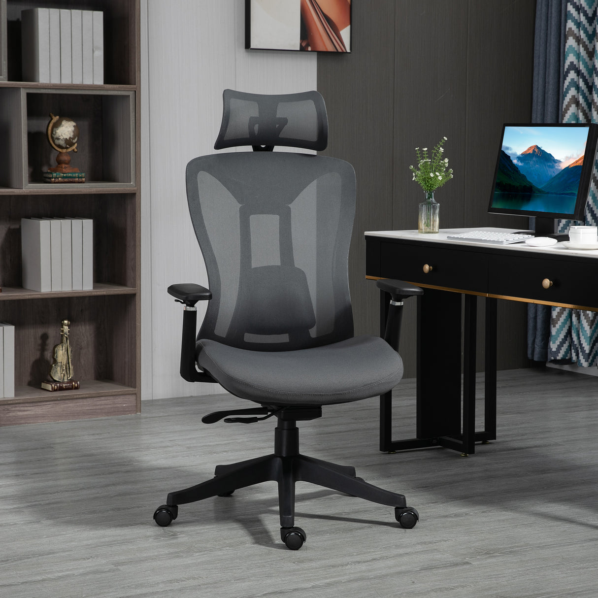 easycomfort easycomfort sedia da ufficio reclinabile con poggiatesta supporto lombare e altezza regolabili grigio