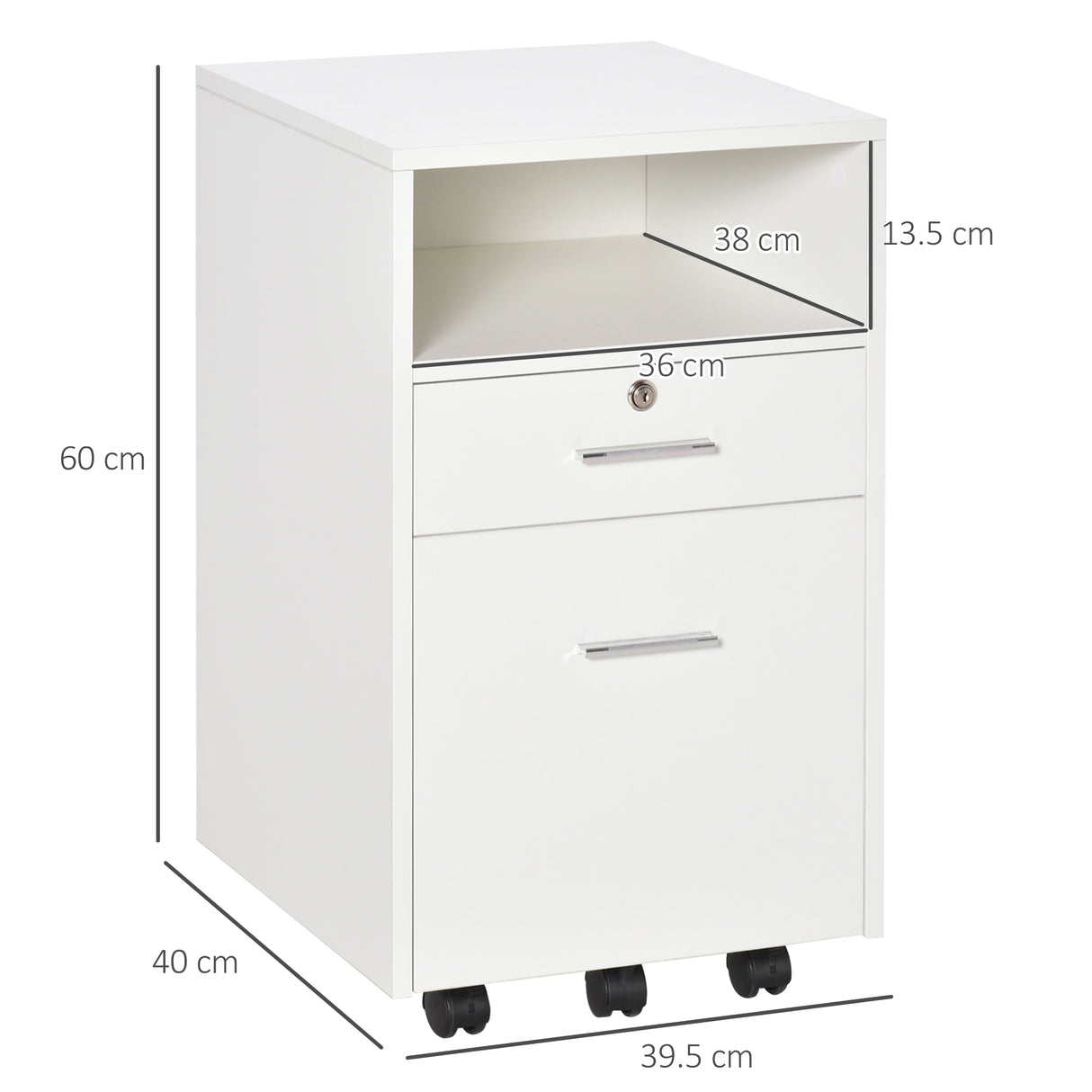 easycomfort easycomfort cassettiera da ufficio cassettiera per scrivania portadocumenti e porta stampante 2 chiavi bianca